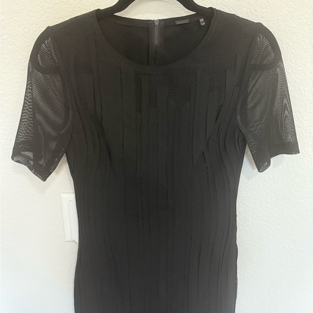 Elie Tahari Marianna Black Mesh Bodycon Midi Cocktail Dress Size 4 - Picture 4 of 12